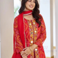 Red Color Georgette With Bandhej Print Palazzo Suits In Chandler