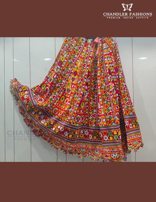 Alluring Multicolor Rayon With Embroidery Work Garba Lehenga For Women