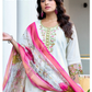 Pleasing White Color Roman Silk Salwar Suits Near Me