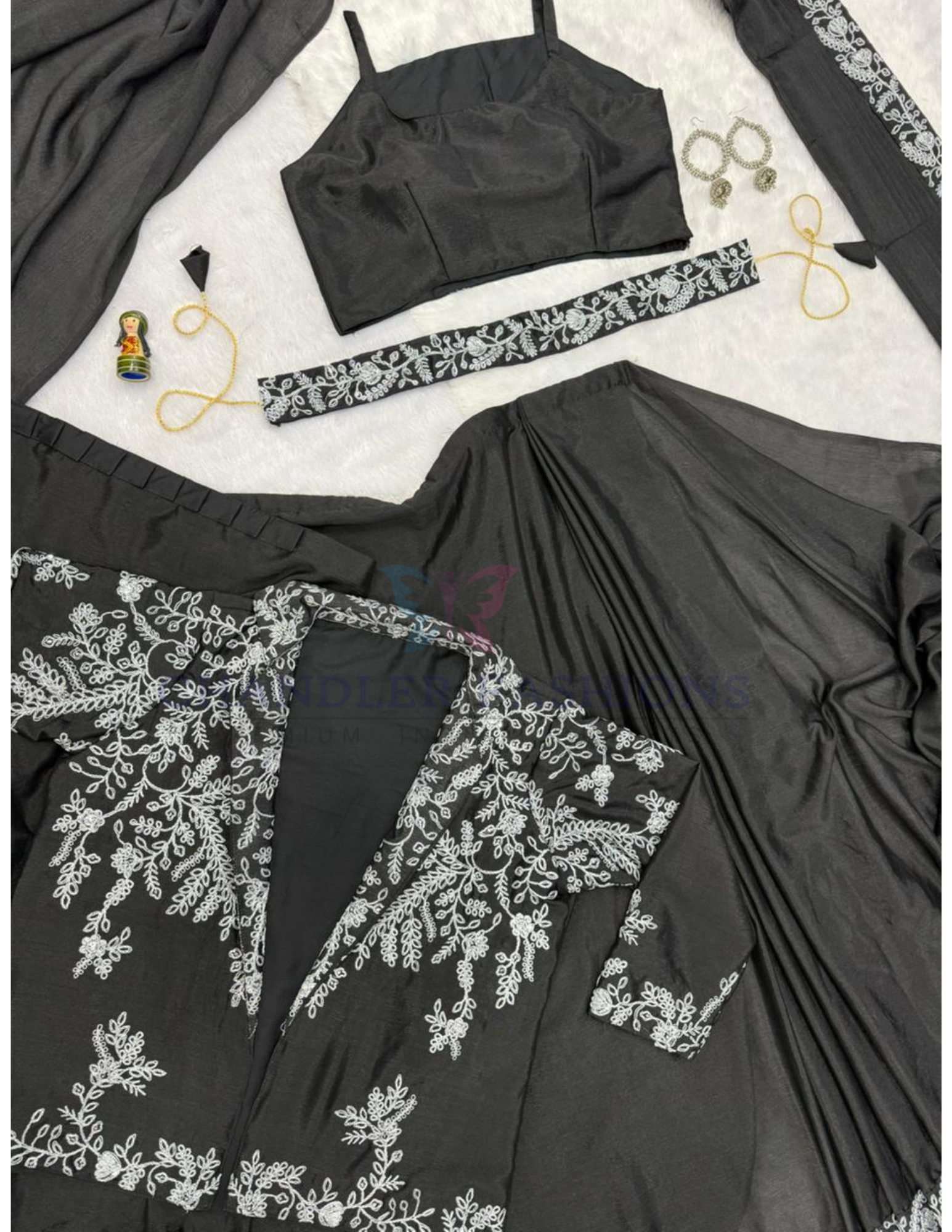 Elegant Black Color Ready To Wear Saree In Tempe