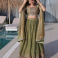 Pista Green Color Fendi Silk With Embroidery And Thread Work Lehenga Choli Near Me