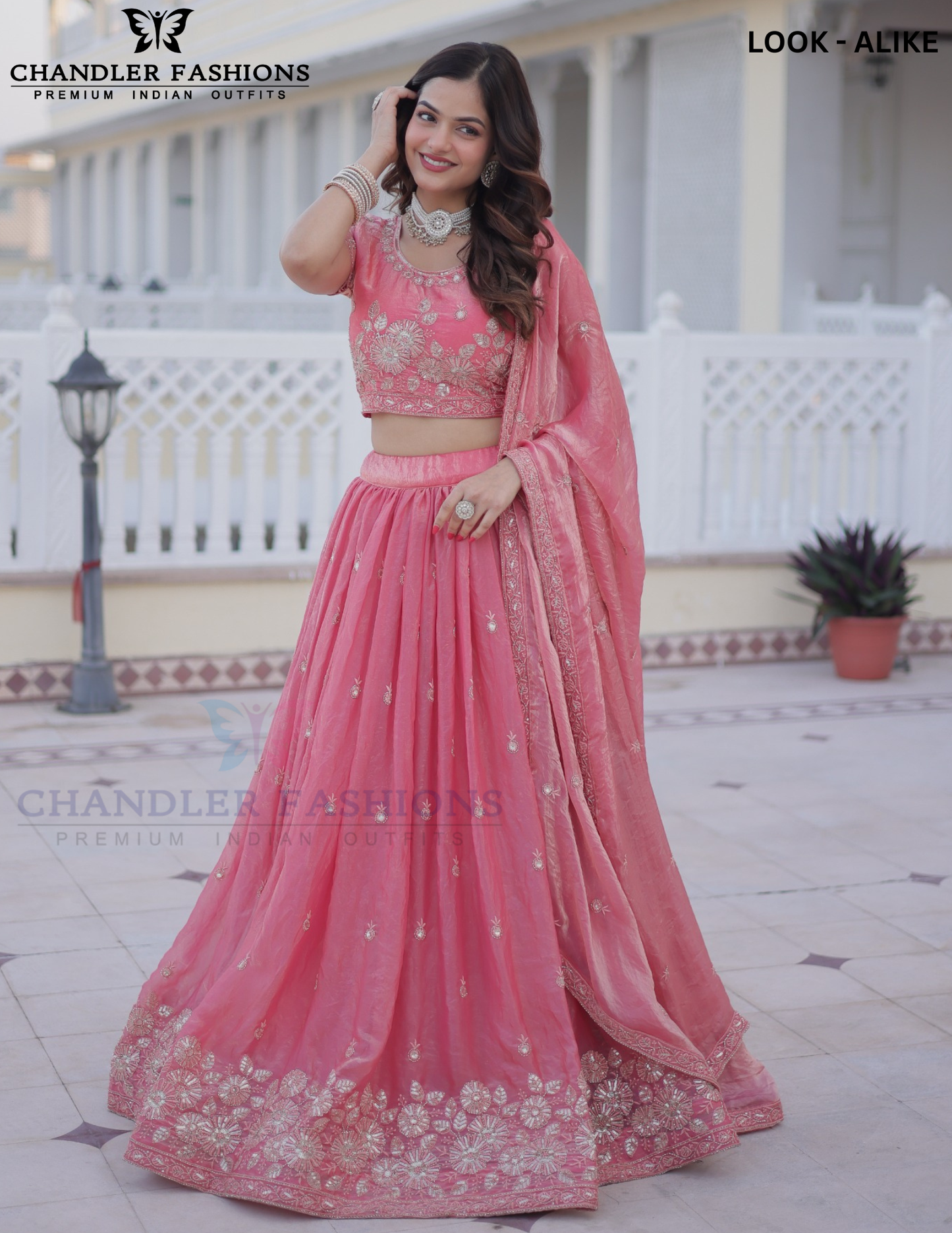 Light Pink Color Fendi Silk With Embroidery And Sequins Work Lehenga In USA