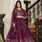 Attractive Purple Color Faux Georgette Sequins Work Lehenga With Dupatta