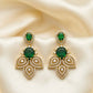 Stunning Emerald Green American Diamond Gold Plated Necklace With Earrings