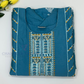 Attractive Teal Blue Color Cotton With Embroidery Sequins Work Kurti For Women Near Me