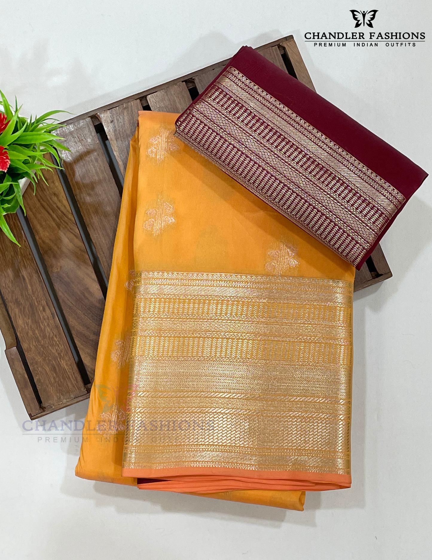 Alluring Light Orange Color Pure Kanchi Silk Saree In Chandler
