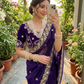 Blue Color Satin With Embroidery And Sequins Work Saree For Women Near Me