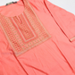 Charming Peach Cotton Kurti For Mesa