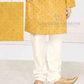 Mustard Yellow Print Work Kurta And Pajama Set In USA