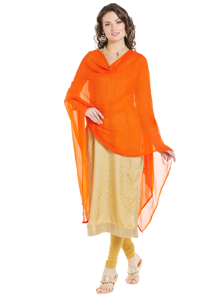 Appealing Fashionable Women Orange Chiffon Dupatta Near Me