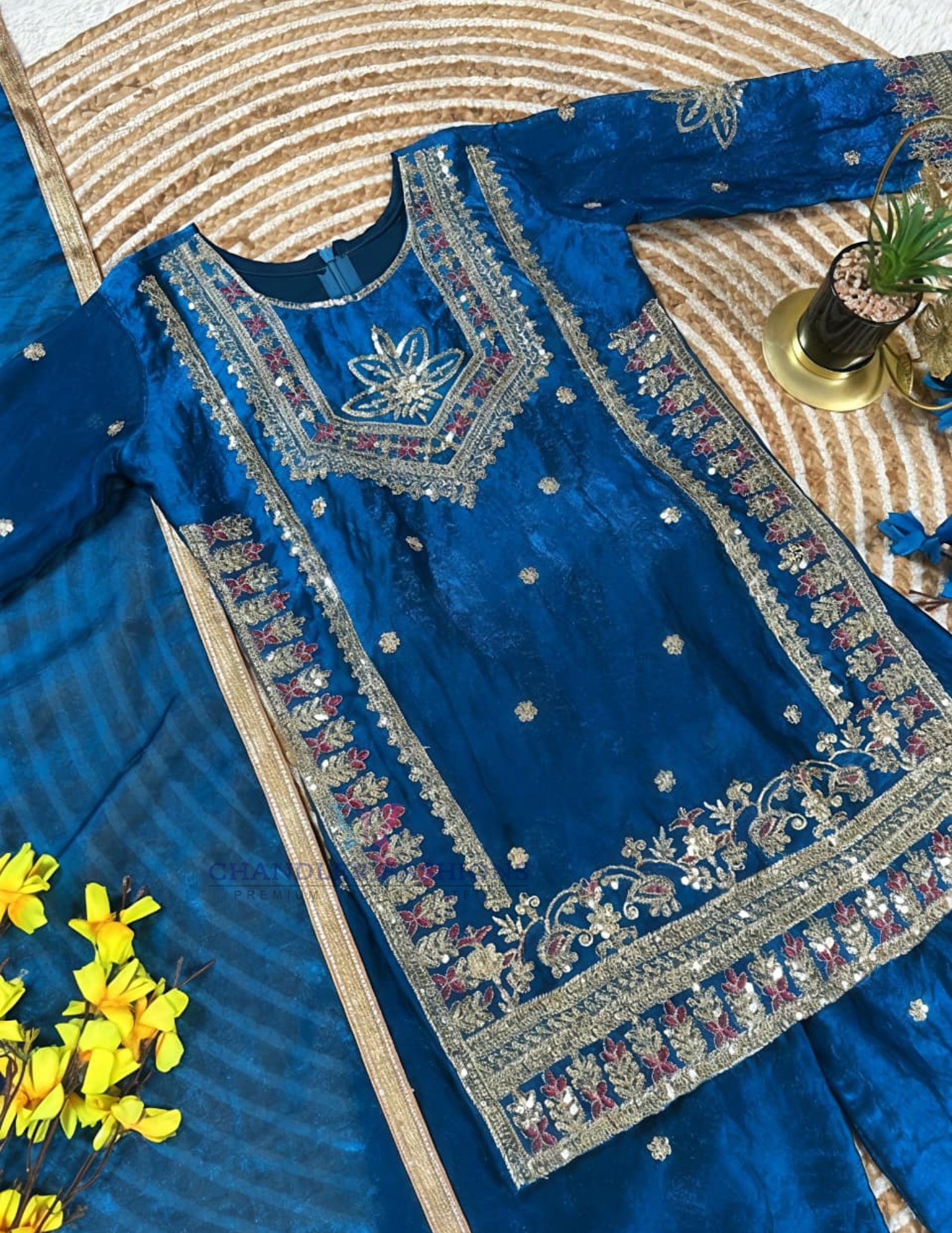Blue Color Palazzo Suits In Surprise