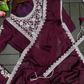 Wine Color Heavy Rangoli Ready To Wear Saree In USA