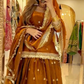 Alluring Mustard Brown Color Heavy Chinon Silk Lehenga Choli With Embroidery And Sequins Work