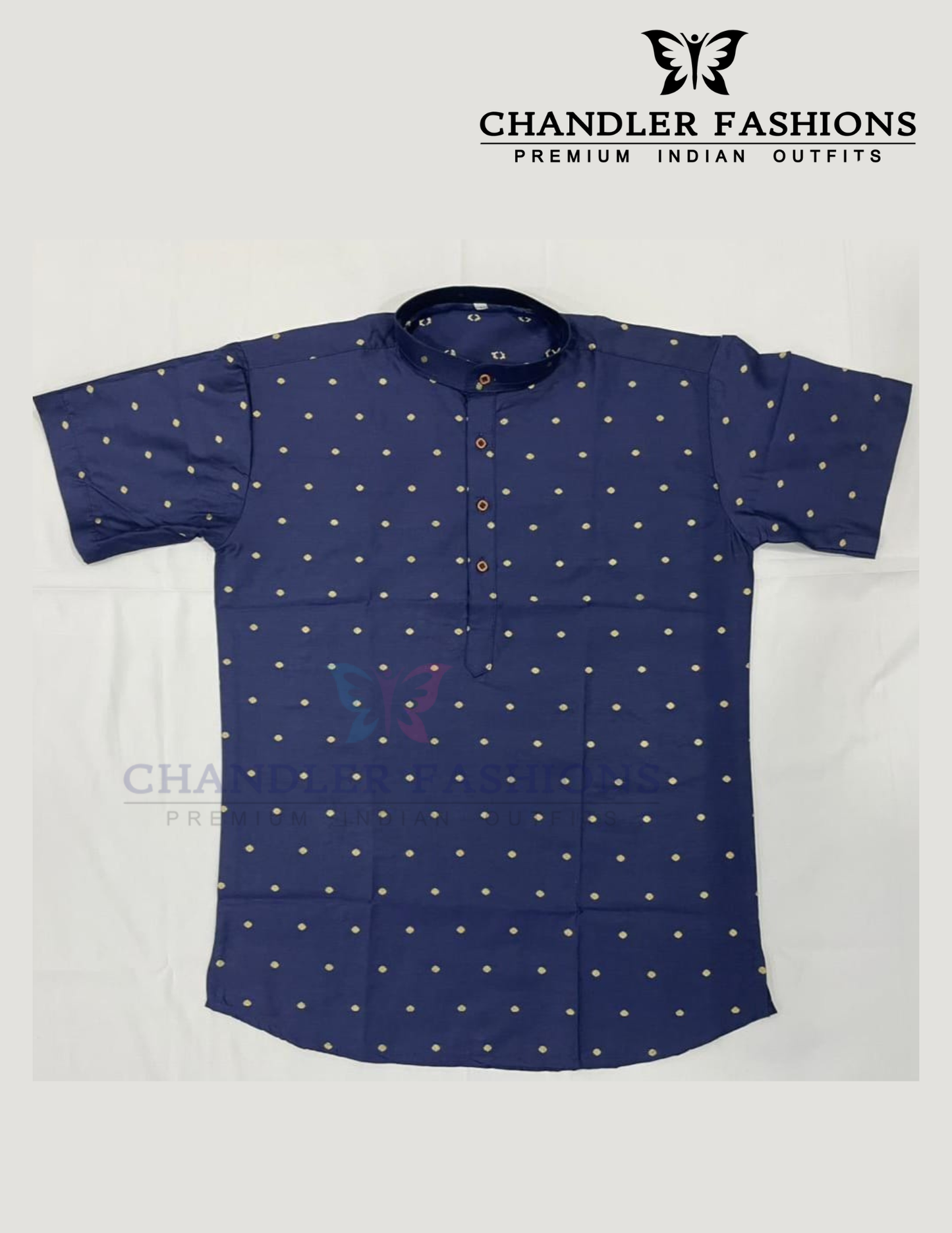 Blue Color Silk Cotton Short Kurta Near Me