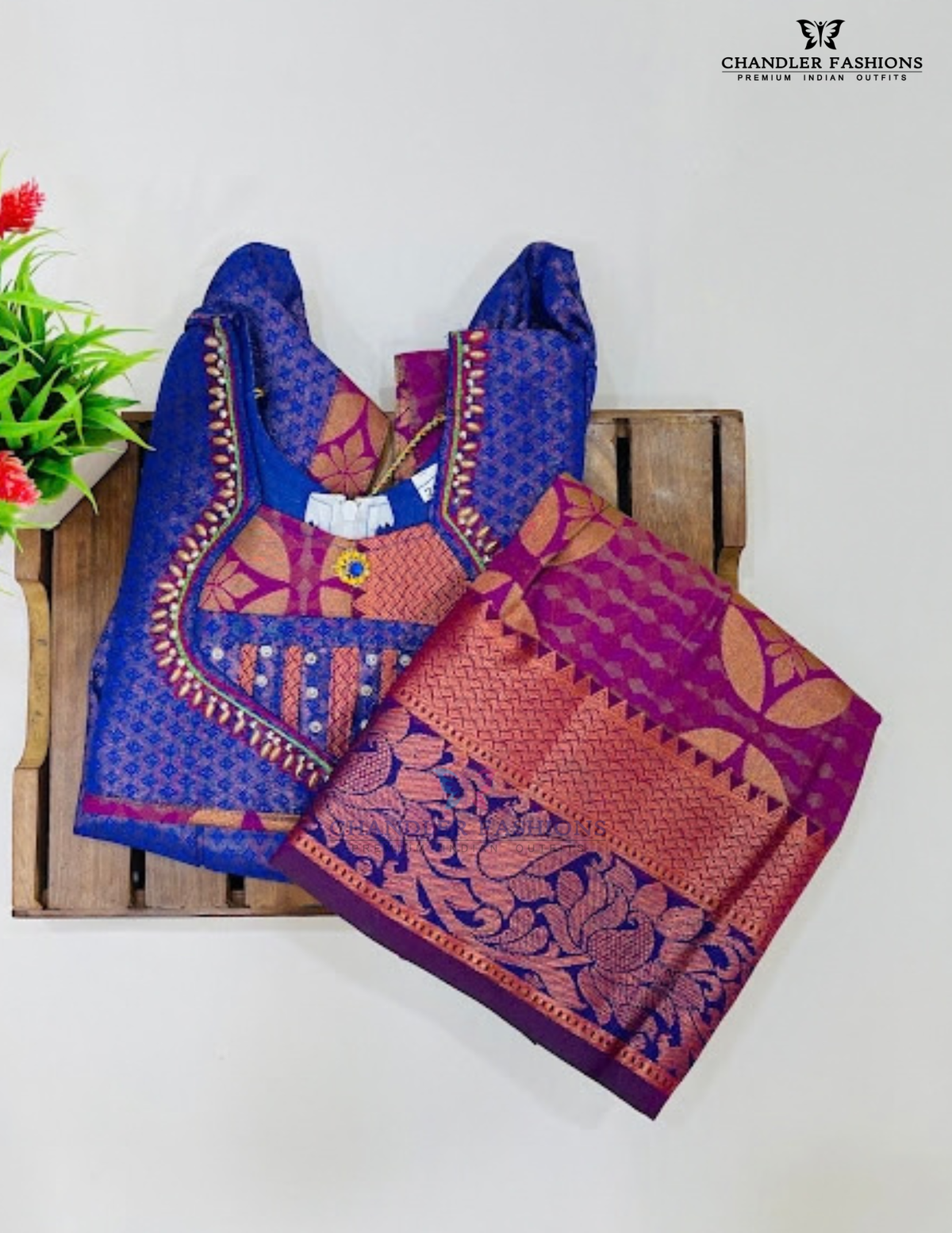 Violet And Purple Color Langa Set With Zari Work In USA