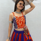 Orange And Blue Color With Choli In Yuma