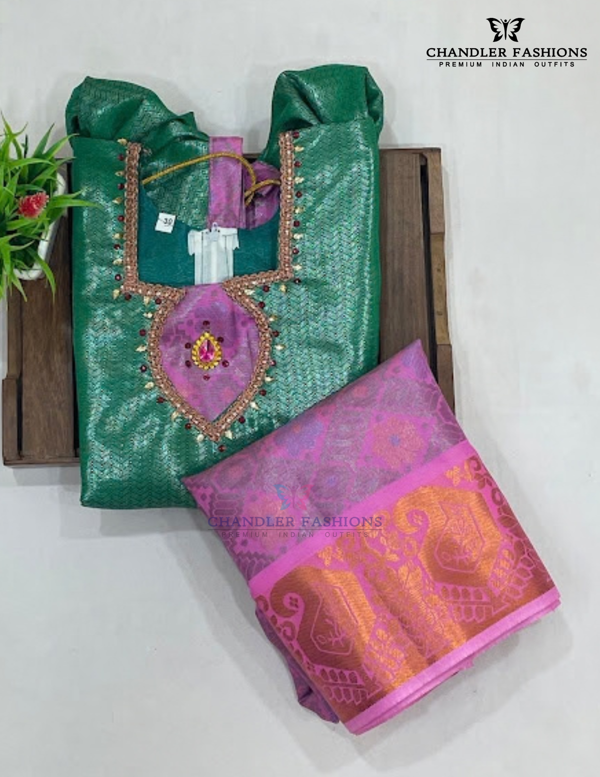 Green And Pink Color Art Silk Langa Set With Designer Zari Work In USA