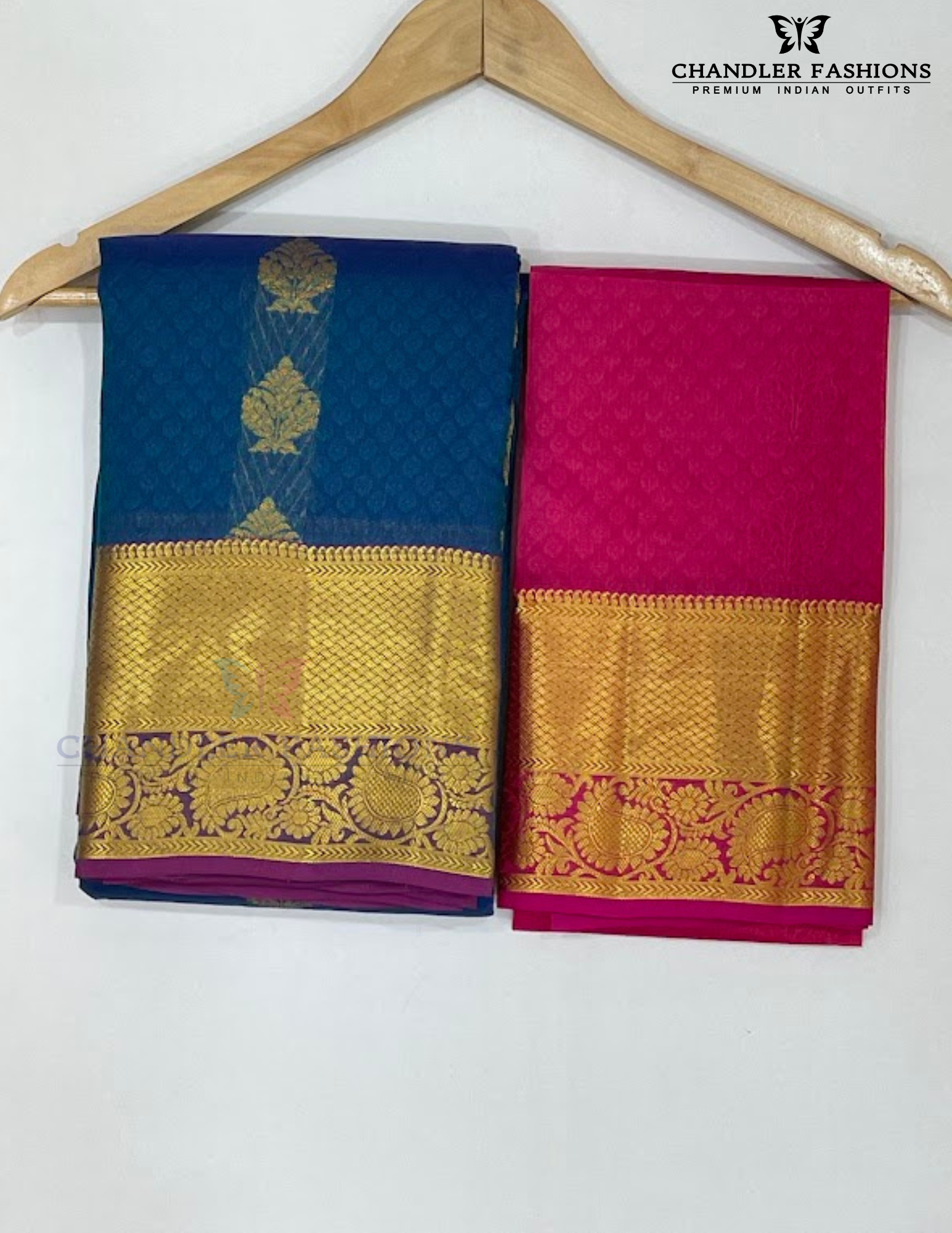 Peacock Blue Kanchi Silk Gold Zari Work Saree In USA