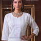 White Color Rayon With Chikankari Work Kurti Near Me
