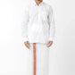 Gorgeous White Color Cotton Shirt And Copper Border Dhoti Set For Men