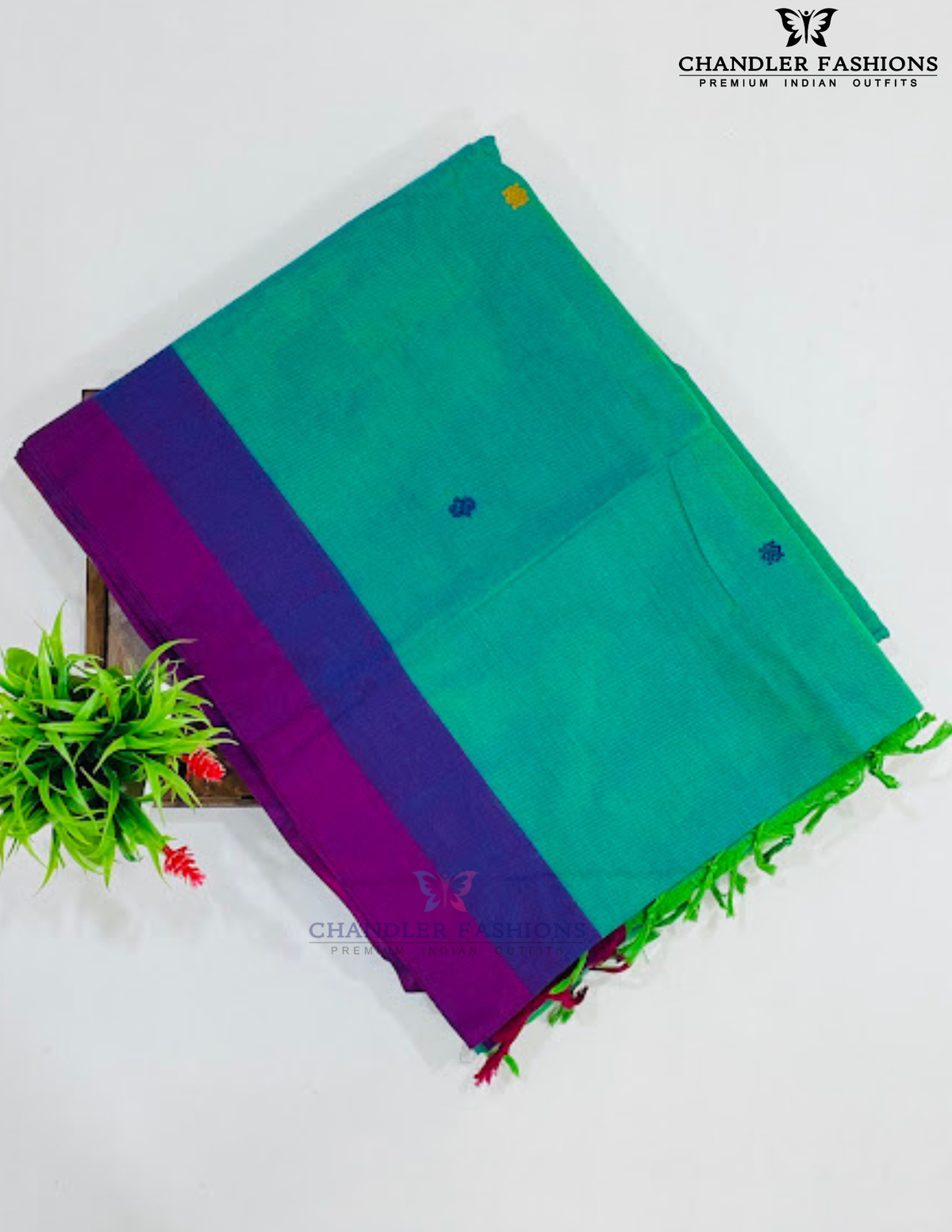 Stunning Green Color Cotton Saree Thread Work Near Me