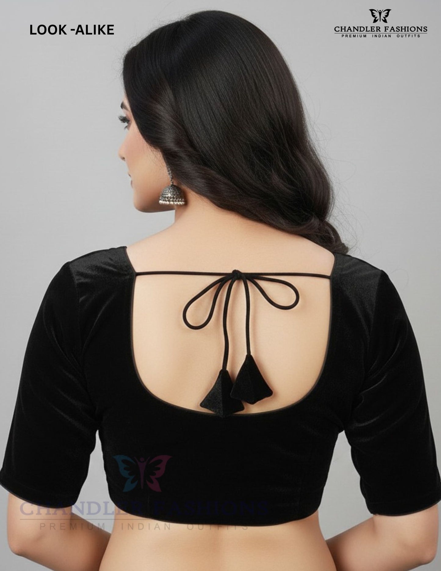 Black Colored Velvet Readymade Blouse Near Me