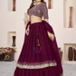 Wonderful Wine Color Georgette With Embroidery And Sequins Work Lehenga Near Me