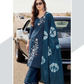 Appealing Teal Blue Color Cotton With Embroidery Work Salwar Suits For Women