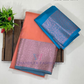 Charming Peach With Blue Color Pure Kanchi Silk Saree In USA
