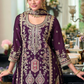 Purple Color Party Wear Heavy Chinon Palazzo Suits Near Me