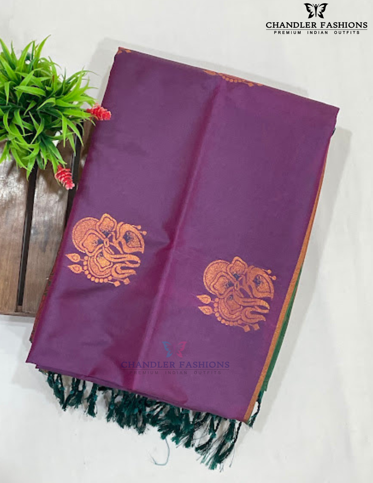 Purple Color Soft Silk With Green Border Saree Print Work Near Me