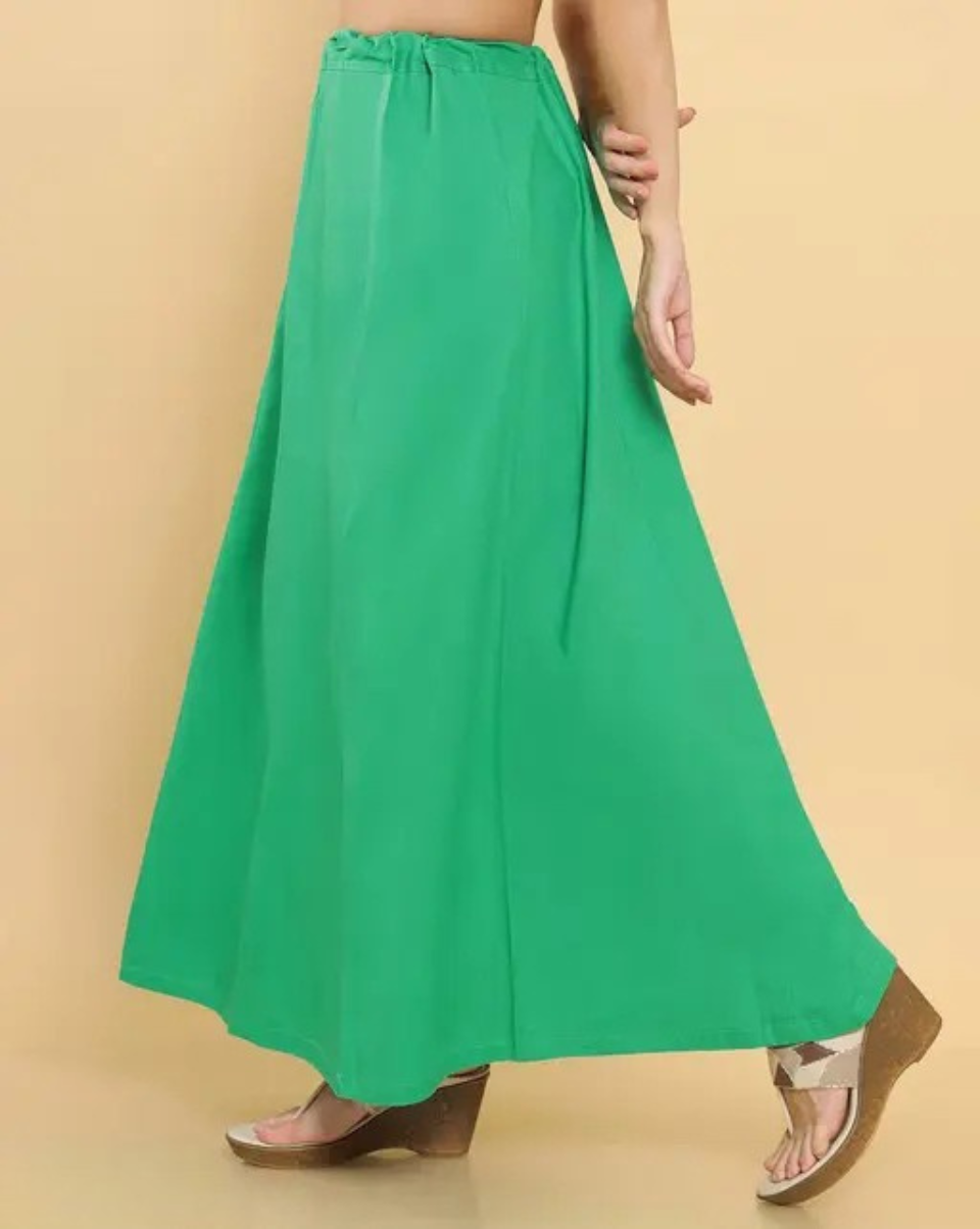 Alluring Aqua Green Cotton Readymade Petticoat With Thread Work For Women Near Me