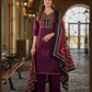 Elegant Wine Color Cotton With Printed Work Salwar Suits With Dupatta