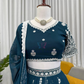 Teal Blue Color Embroidery And Sequins Work Lehenga Choli In USA
