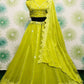 Beautiful Yellow Colored Georgette Embroidery Work Lehenga With Dupatta