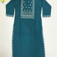 Alluring Teal Blue Color Cotton With Embroidery Work Kurti For Girls