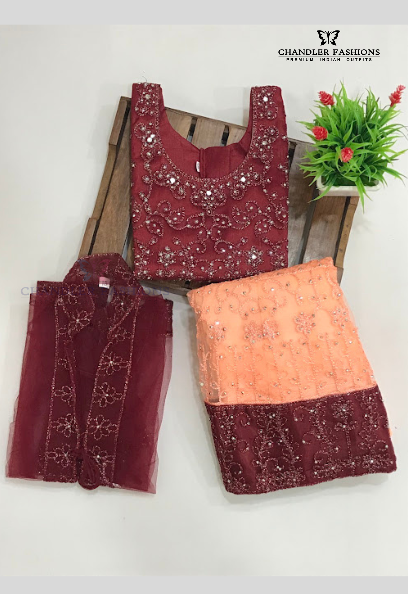 Attractive Maroon Color Girls Choli Sets