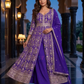 Wondlerful Purple Color Chinon With Embroidery And Thread Work Palazzo Suit For Women