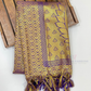 Beautiful Violet Color Silk Shawl With Zari Work In Mesa