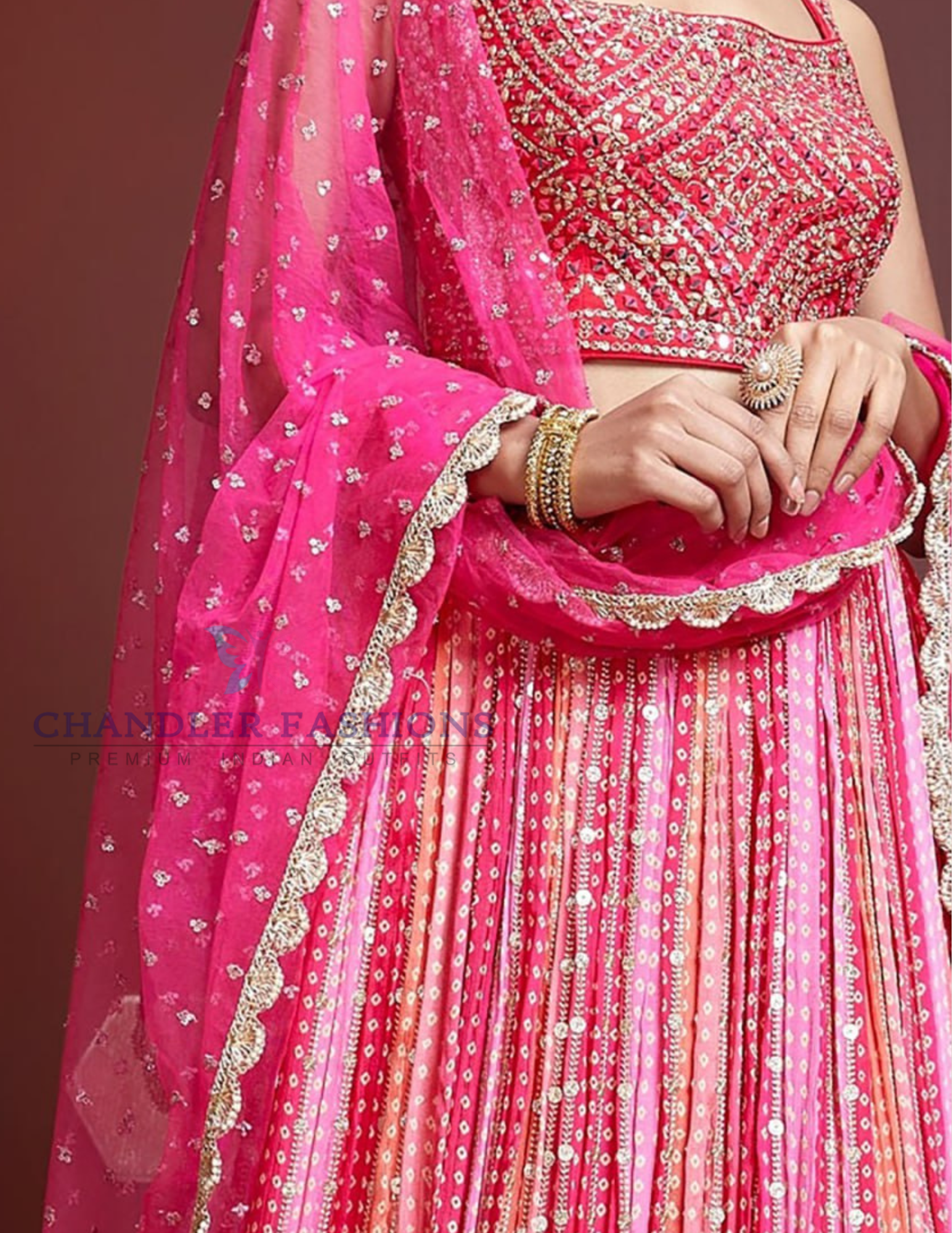Pink Color Chinon Silk Zari And Sequins Lehenga In USA