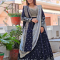 Dark Blue Color Embroidery Work With Georgette Lehenga Choli Near Me