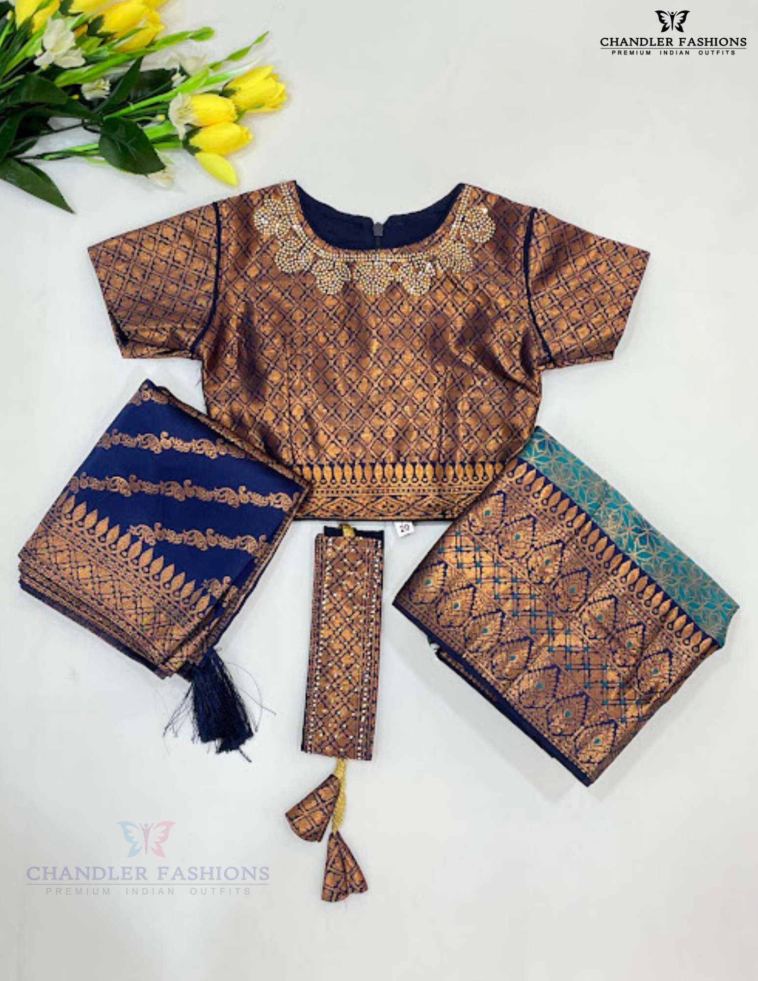 Blue Color Silk Choli Set For Girls in Chandler
