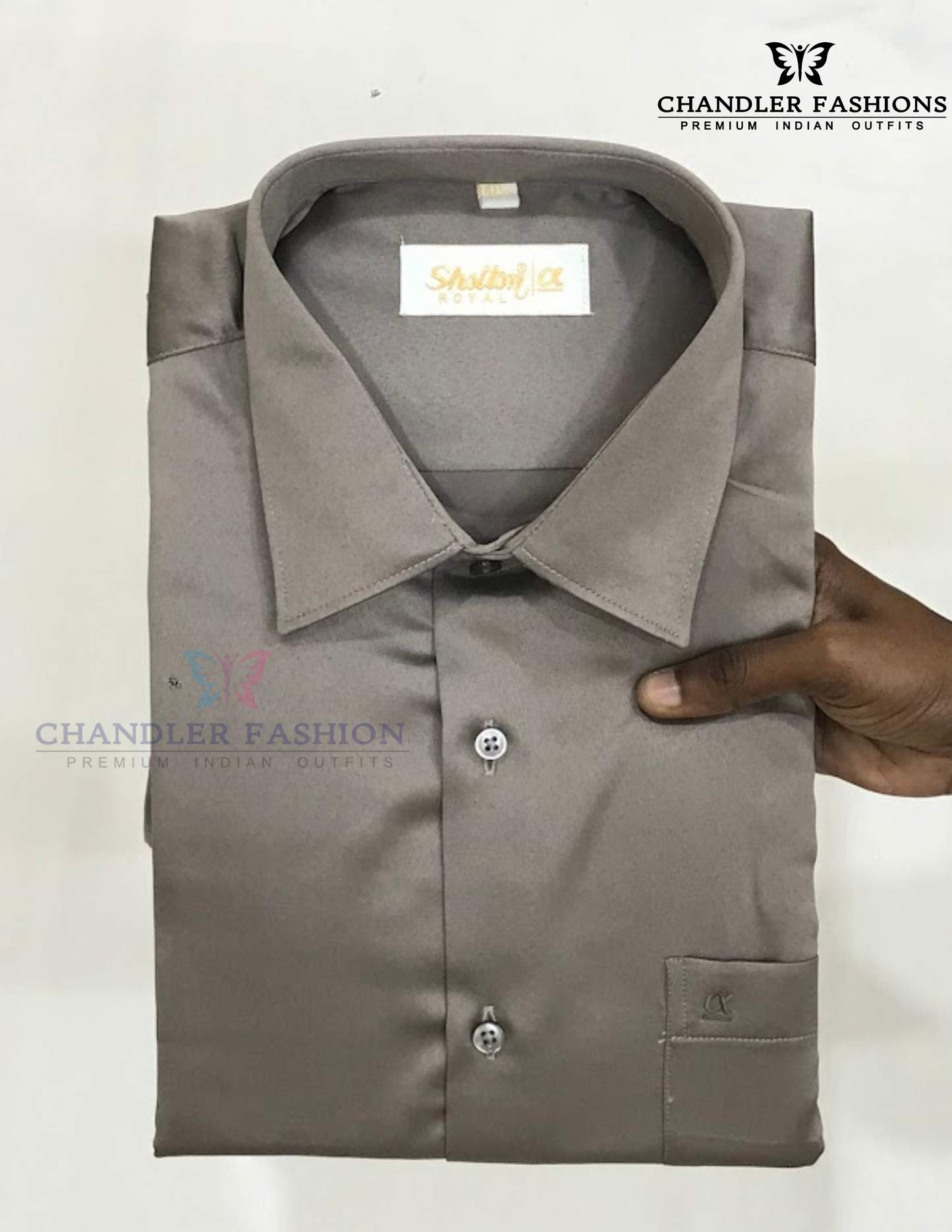 Attractive Light Brown Color Satin Shirt With Full Sleeve For Men Near Me