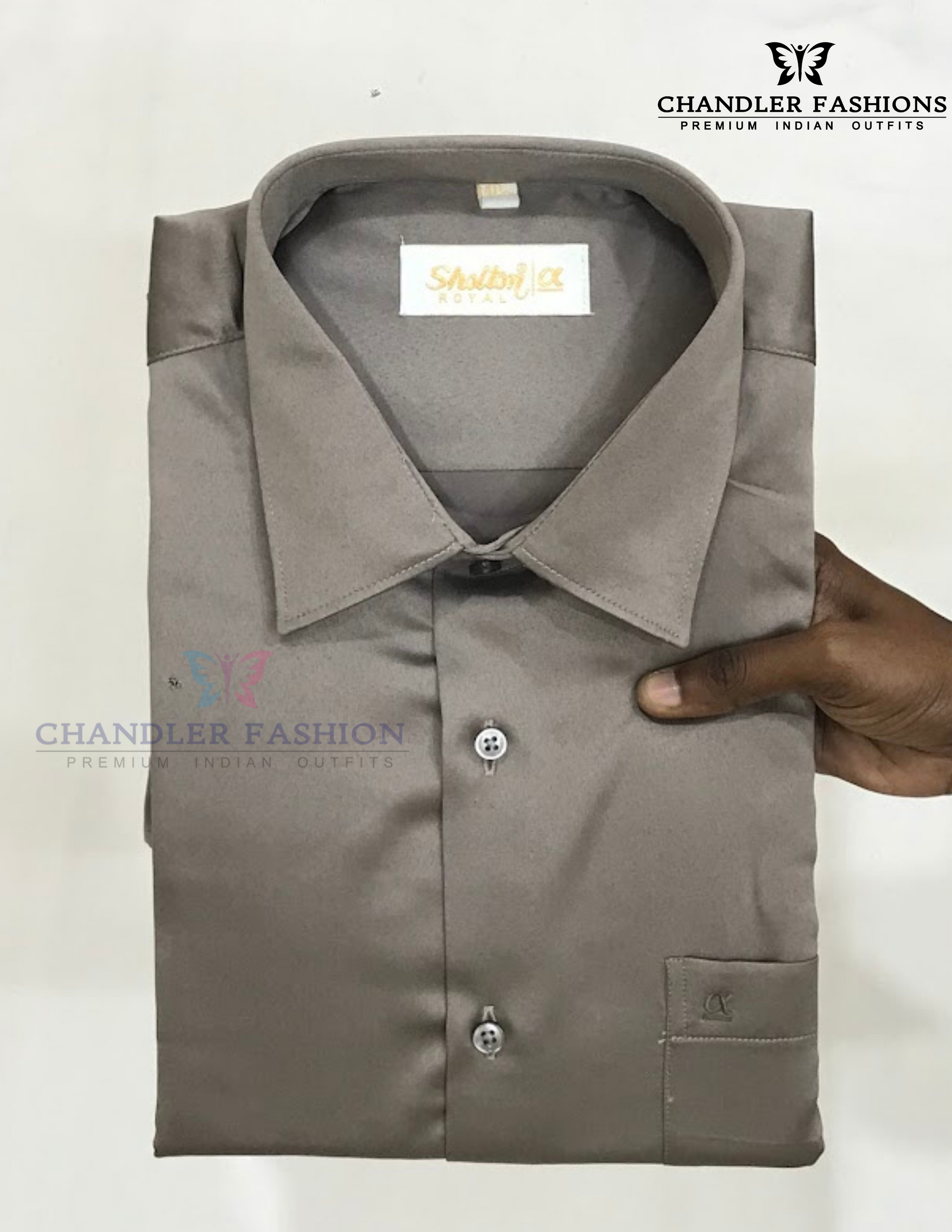 Attractive Light Brown Color Satin Shirt With Full Sleeve For Men Near Me