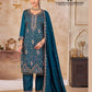 Elegant Blue Color Vichitra Silk With Heavy Embroidery Work Salwar Suits For Women