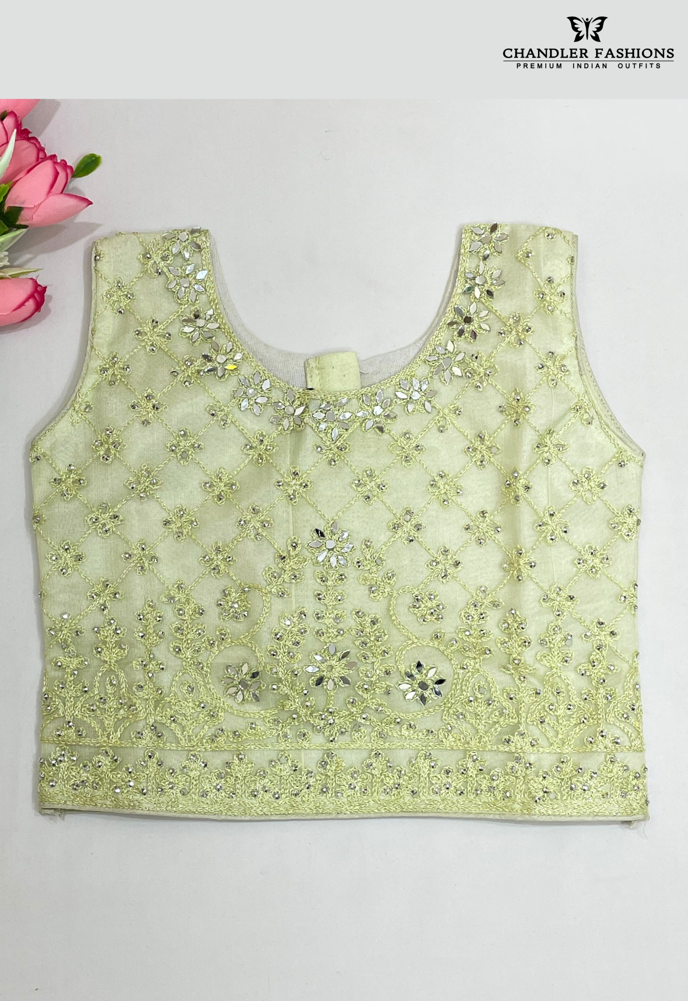 Elegant Pista Green Color Georgette Choli Sets In USA