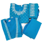 Stunning Teal Blue Color Satin Silk Palazzo Suits With Embroidery And Sequins Work For Kids Girls Near Me