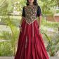 Alluring Maroon Color Rayon Cotton With Thread And Multi Mirror Lace Work Chaniya Choli For Women