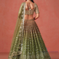 Mehendi Green Color With Sequins And Zari Embroidery Lehenga In USA
