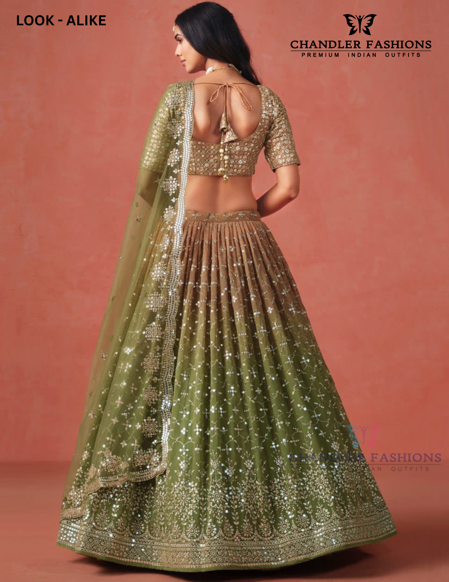Mehendi Green Color With Sequins And Zari Embroidery Lehenga In USA